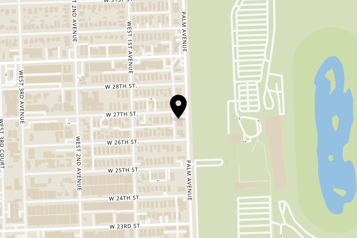 Map showing the location of Ceviches Peru 2692 Palm Ave on 2692 Palm Ave in Hialeah